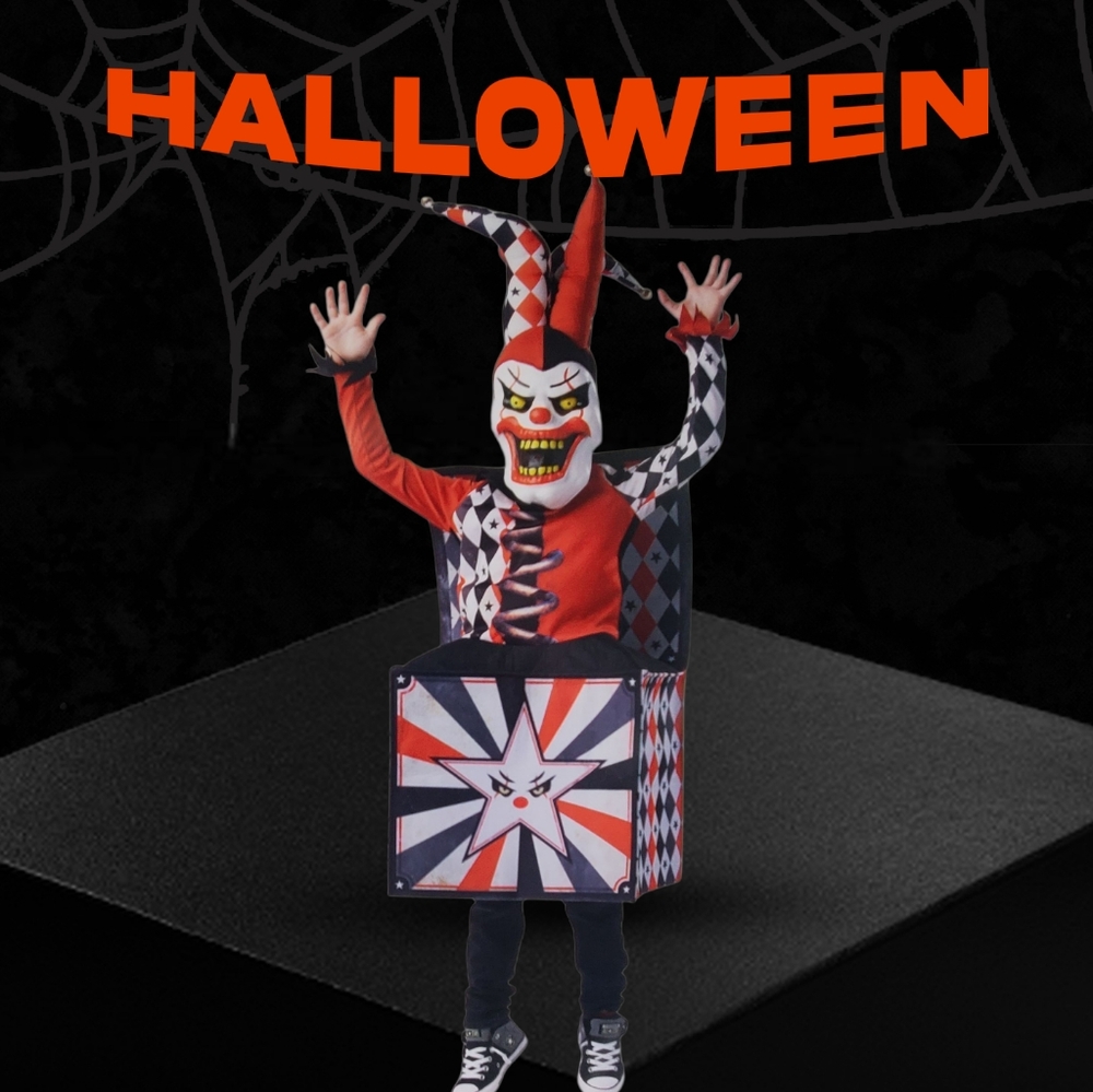 NWT Seasons USA Inc. Haunted Jack In The Box Costume Boys Size M (8-10)